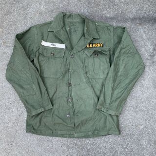 Vintage 50s 60s Us Army Military Sateen Shirt Jacket Korean Vietnam War S