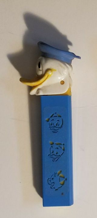 Pez Vintage Donald Duck Die Cut No Feet Huey,  Louie,  Dewey Light Blue Austria