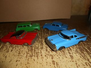 4 Vintage Japanese Tin Friction Toy Cars 1950 - 60s Thunderbird