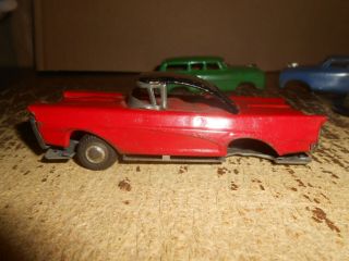 4 Vintage Japanese Tin Friction Toy Cars 1950 - 60s Thunderbird 3