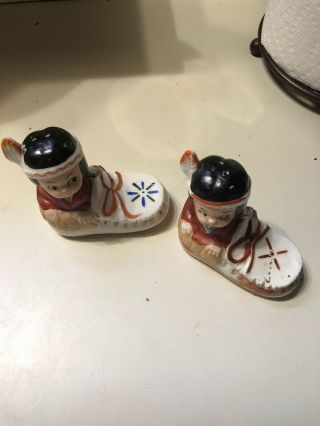 Vintage Made In Japan Native American Indian Couple Salt And Pepper Shakers