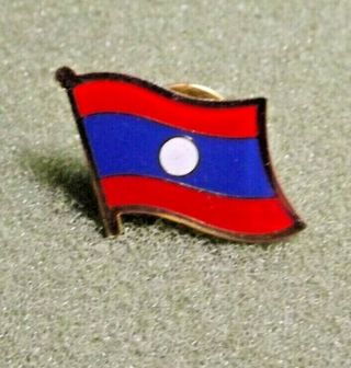 Laos National Flag Colored Metal Lapel Pin Back