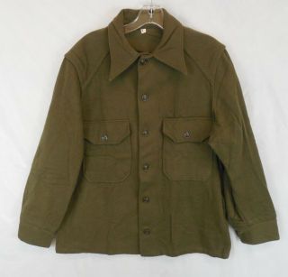 Us Korean War Era Og Olive Green 108 Wool Field Shirt M1952 1951 Dated M Medium