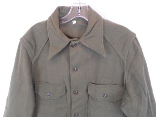 US Korean War Era OG Olive Green 108 Wool Field Shirt M1952 1951 Dated M Medium 2