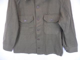 US Korean War Era OG Olive Green 108 Wool Field Shirt M1952 1951 Dated M Medium 3