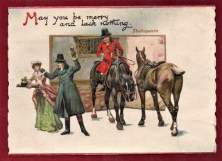 Victorian Coaching Inn Scene Christmas Greeting Card