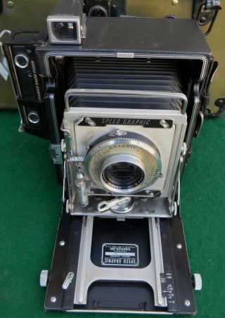 Vintage Graflex Speed Graphic 4 X 5 Camera With Kodak Ektar 152mm F4.  5 Lens,