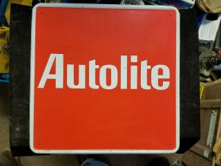 Vintage Autolite Orange And White Aluminum Metal Spark Plug Sign 18 " X 18 "