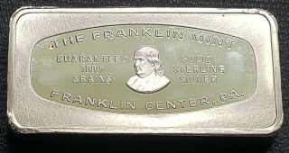 Franklin 1000 Grains Solid Sterling Silver Bar - 2.  1 Oz Of Sterling Silver