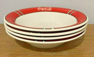 Vintage Coca - Cola Bowls Set Of 4 Red Color Block Pattern 1996 Gibson China Coke