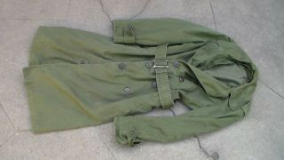 Old Us Army Korean War Era 1953 Dated Trench Coat Overcoat / Size Reg.  Med.