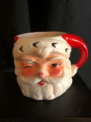 Rare Vintage Inarco Winking Santa Cup Mug Christmas Holidays
