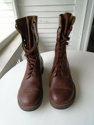 US Army KOREAN WAR Brown Russet Leather Cap Toe COMBAT BOOTS 1950 2