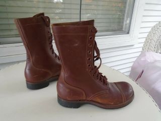 US Army KOREAN WAR Brown Russet Leather Cap Toe COMBAT BOOTS 1950 3