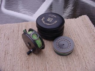 Vintage Hardy 3 5/8 Perfect Fly Reel With Case And Extra Spool.  Lines