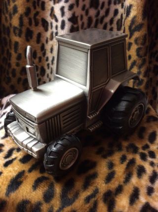 Brand Brushed Silver Tractor Coin Bank