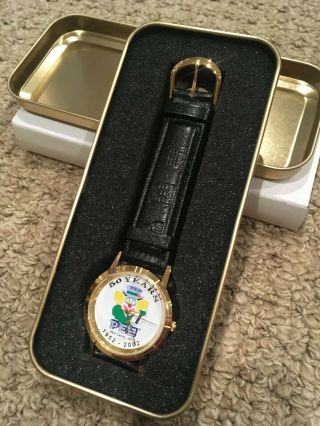 50th Anniversary Limited Edition (of 2500) Pez Candy Dispenser Watch W/ Gold Tin