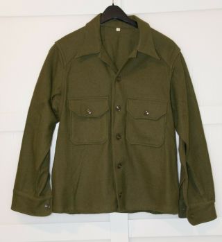 Us Korean War Era Og Olive Green 108 Wool Field Shirt 1951 Dated Large Fox Knapp