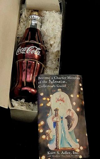 Kurt Adler Coca - Cola Coke Classic Bottle Ornament 1998 Glass Polonaise Komozja