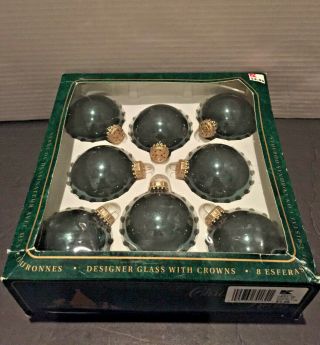 Vintage Box Green Glass Ball Christmas Ornaments Christmas By Krebs 8 Ct Usa