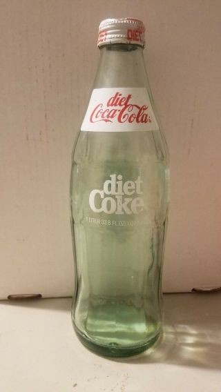 Coca - Cola Diet Coke 33.  8 Oz 1 Liter Glass Wide Bottles Vintage
