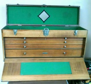 Vintage H.  Gerstner & Sons 5 Drawer Wood Machinist Tool Chest Box No Key