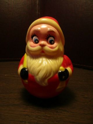 Vintage Christmas Hard Plastic Santa Claus Toy - Roly - Poly - Kiddie Products