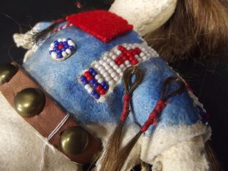 Vintage Native American SIOUX Indian Seed Beaded REAL HAIR Deer skin Doll ESTATE 2