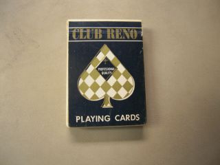 Playing Cards " Club Reno " No.  101 Filigree Back With Tax Stamp By Arrco