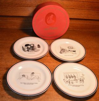 Yorker Cartoon Christmas Dessert Plates.  Set Of 4 By Restoration Hardware