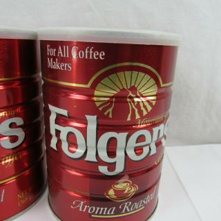 Vintage Mountain Grown Folgers Coffee Tins Metal 13 oz Can w/ Lid Automatic Drip 3