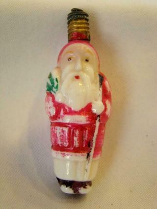 Old Christmas Painted Milk Glass Light Bulb,  Double Sided Santa