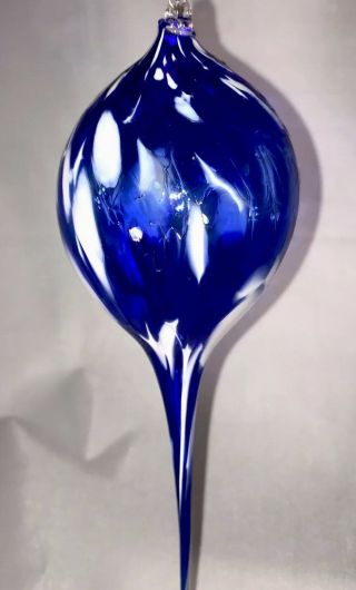 Xmas Blue Glass Blown Murano Like Ornament
