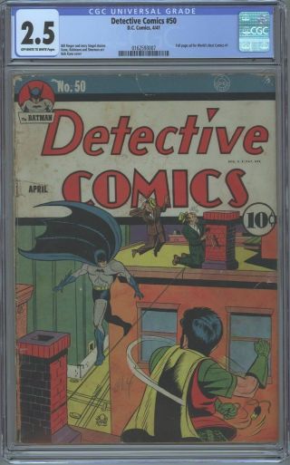 Detective Comics April Edition 50 Cgc Universal Graded 2.  5 In Good,