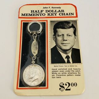 Vintage John F Kennedy 1964 Half - Dollar Momento Keychain In