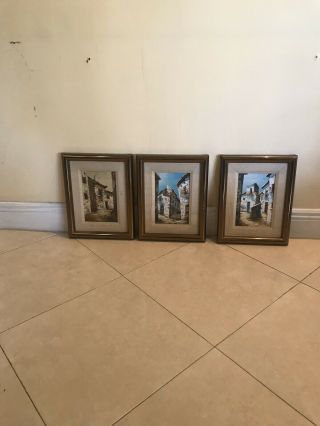 Three European Painting Oil On Canvas With Frame
