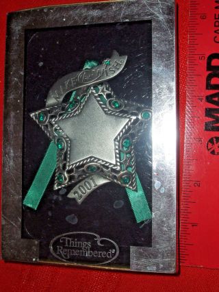 Things Remembered Make A Wish 2001 Pewter Star Green Stones Ornament