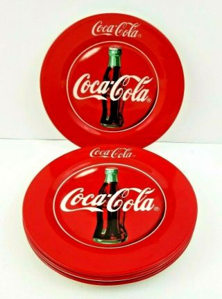 Gibson Coca Cola Plates Set Of 4 Vintage 1997 Red With Bottle 7 1/2 " Dinnerware