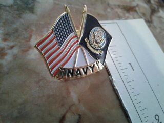 United States Navy American Friendship Crossed Flag Lapel Pin Usa Usn Military