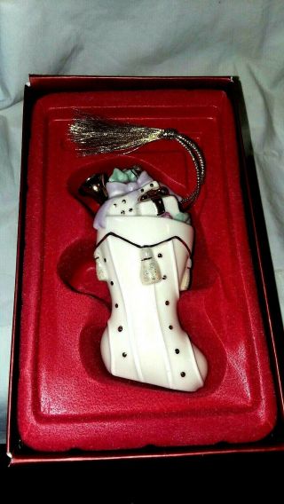 Collectible Lenox " Stocking Splendor " Porcelain Christmas Ornament Toys & Tassel