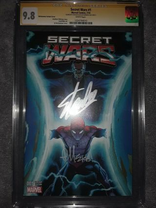 Stan Lee Signed Cgc Ss 9.  8 Secret Wars 1 2015 Also Ed Mcguinness Variant Cover