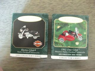 2 Hallmark Miniature Keepsake Ornaments - Harley Davidson Motorcycles In Boxes