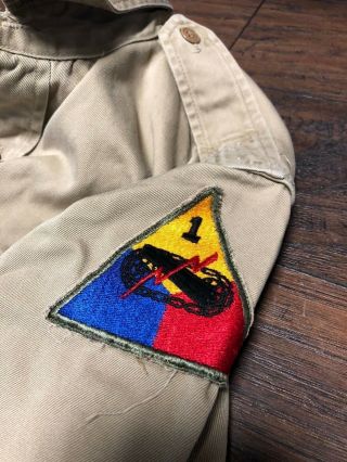 30283 Vintage Wwii Us Army Issued Shirt With 1st Armour Division Patch