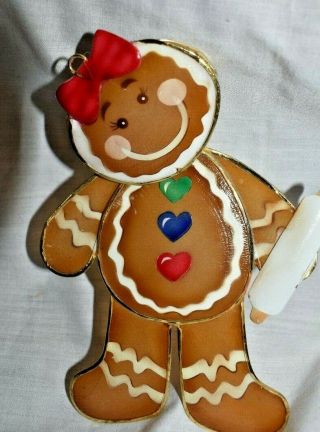 Estate=christmas Ornament Gingerbread Lady Holding Rolling Pin 5 - 1/2 " Tall