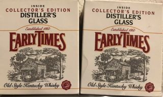 2 Rare Early Times Kentucky Whiskey Collector Edition Distiller’s Etched Glasses