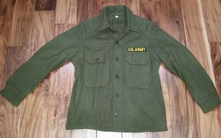 Us Korean War Era Og Olive Green 108 Wool Field Shirt Jacket 1952 Small
