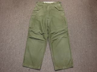 Vtg 50s Korea Us Army Military M51 Cotton Field Trouser Pants Og107 Small 31/29