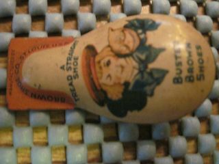 Vintage Buster Brown And Tige Tin Clicker - A Tread Straight Shoe.  Great Cond