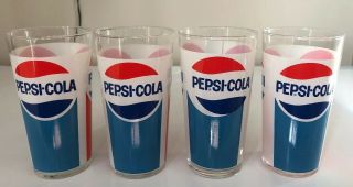 Vintage Pepsi Soda Fountain Style 5 - 1/2 " Glasses Set Of 4 Collector Glasses