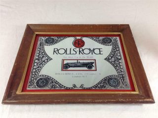 Vintage Rolls - Royce Advertising Framed Picture Sign Mirror 14 3/8 " X 11 1/2 "